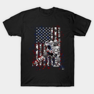 Ice Hockey Camo American Flag Patriotic 4th of July Gifts T-Shirt